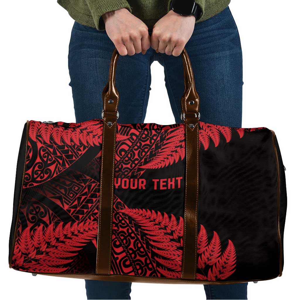 New Zealand Rugby Pacific Personalised Travel Bag All Red Maori Pasifika Fern Pattern - Polynesian Pride