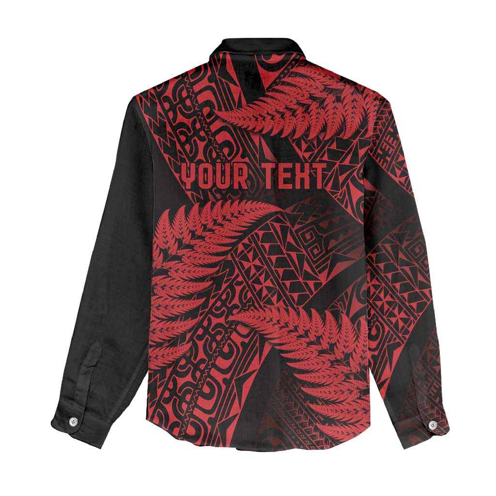 New Zealand Rugby Pacific Personalised Women Casual Shirt All Red Maori Pasifika Fern Pattern