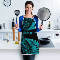 New Zealand Rugby Pacific Personalised Apron All Turquoise Maori Pasifika Fern Pattern - Polynesian Pride