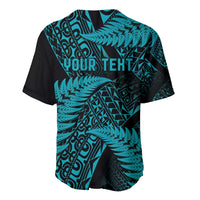 New Zealand Rugby Pacific Personalised Baseball Jersey All Turquoise Maori Pasifika Fern Pattern