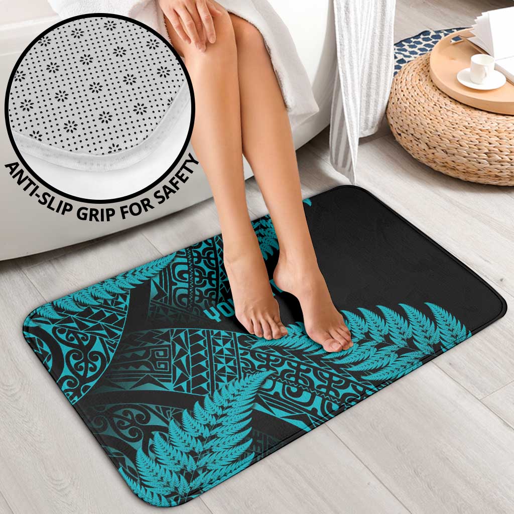 New Zealand Rugby Pacific Personalised Bathroom Set All Turquoise Maori Pasifika Fern Pattern - Polynesian Pride