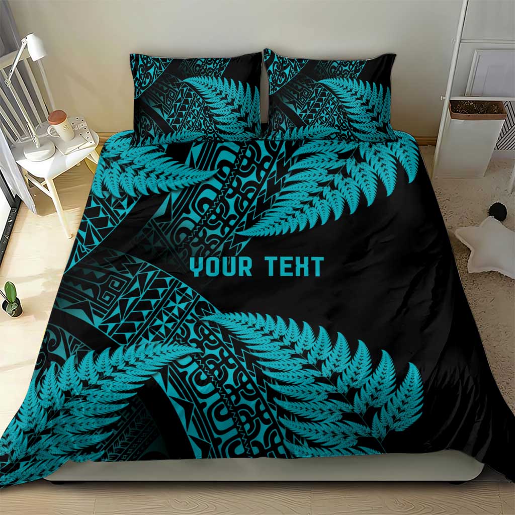 New Zealand Rugby Pacific Personalised Bedding Set All Turquoise Maori Pasifika Fern Pattern