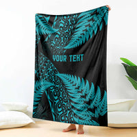 New Zealand Rugby Pacific Personalised Blanket All Turquoise Maori Pasifika Fern Pattern