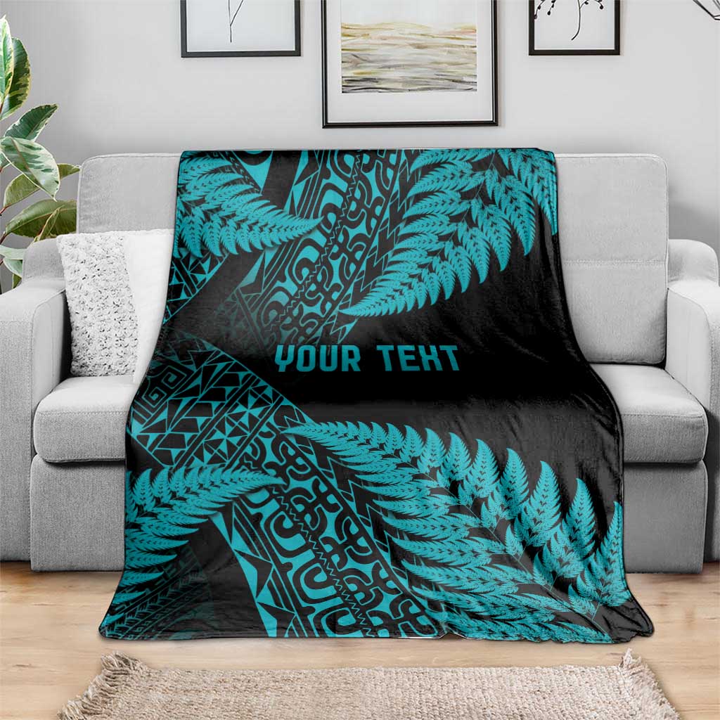 New Zealand Rugby Pacific Personalised Blanket All Turquoise Maori Pasifika Fern Pattern