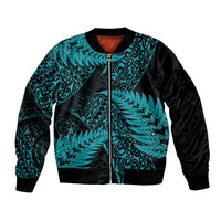 New Zealand Rugby Pacific Personalised Bomber Jacket All Turquoise Maori Pasifika Fern Pattern