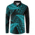 New Zealand Rugby Pacific Personalised Button Sweatshirt All Turquoise Maori Pasifika Fern Pattern