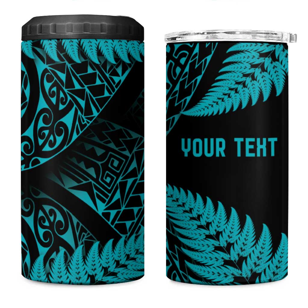 New Zealand Rugby Pacific Personalised 4 in 1 Can Cooler Tumbler All Turquoise Maori Pasifika Fern Pattern