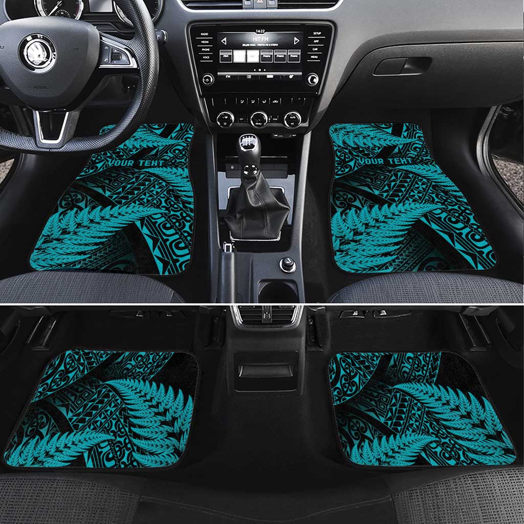 New Zealand Rugby Pacific Personalised Car Mats All Turquoise Maori Pasifika Fern Pattern