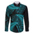 New Zealand Rugby Pacific Personalised Family Matching Off The Shoulder Long Sleeve Dress and Hawaiian Shirt All Turquoise Maori Pasifika Fern Pattern