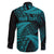 New Zealand Rugby Pacific Personalised Family Matching Off Shoulder Short Dress and Hawaiian Shirt All Turquoise Maori Pasifika Fern Pattern