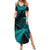 New Zealand Rugby Pacific Personalised Family Matching Summer Maxi Dress and Hawaiian Shirt All Turquoise Maori Pasifika Fern Pattern