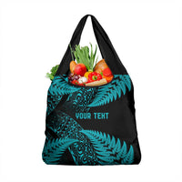 New Zealand Rugby Pacific Personalised Grocery Bag All Turquoise Maori Pasifika Fern Pattern