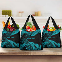 New Zealand Rugby Pacific Personalised Grocery Bag All Turquoise Maori Pasifika Fern Pattern
