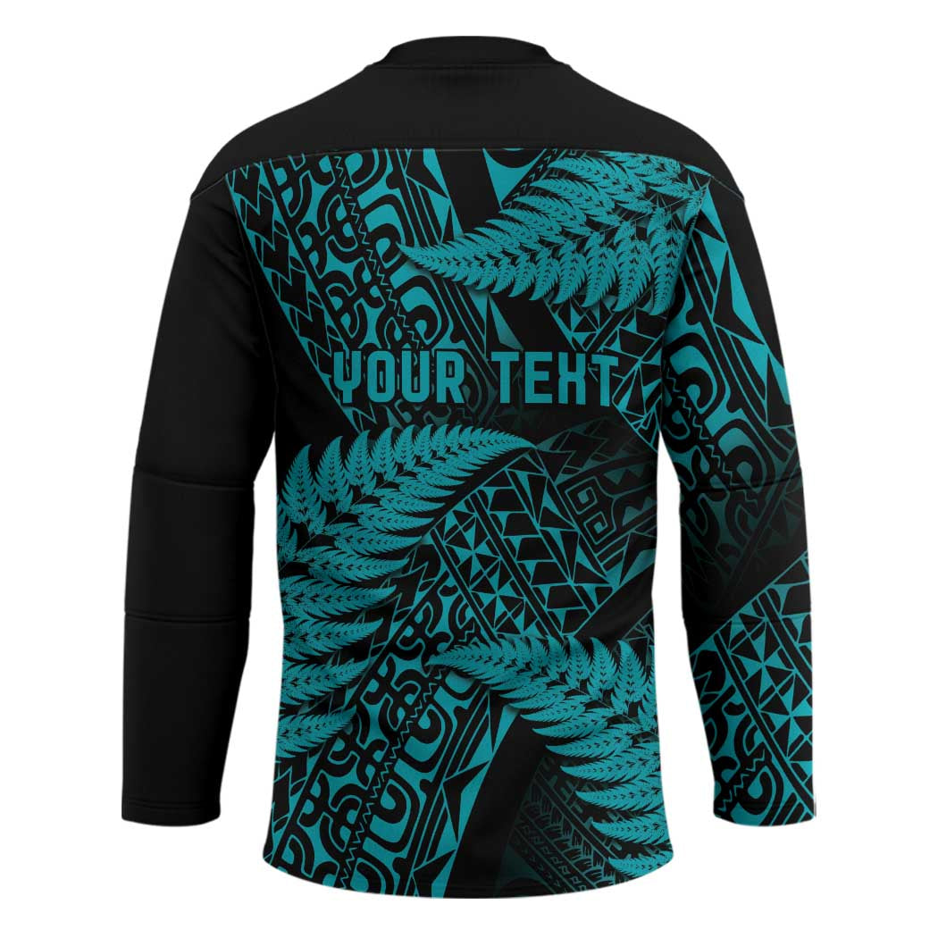 New Zealand Rugby Pacific Personalised Hockey Jersey All Turquoise Maori Pasifika Fern Pattern - Polynesian Pride