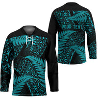 New Zealand Rugby Pacific Personalised Hockey Jersey All Turquoise Maori Pasifika Fern Pattern - Polynesian Pride