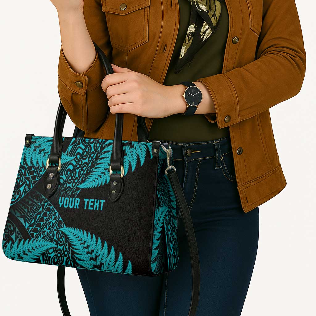 New Zealand Rugby Pacific Personalised Leather Bag All Turquoise Maori Pasifika Fern Pattern - Polynesian Pride