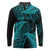 New Zealand Rugby Pacific Personalised Long Sleeve Polo Shirt All Turquoise Maori Pasifika Fern Pattern