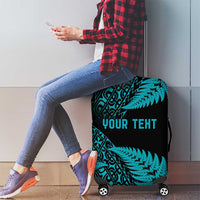 New Zealand Rugby Pacific Personalised Luggage Cover All Turquoise Maori Pasifika Fern Pattern