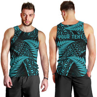 New Zealand Rugby Pacific Personalised Men Tank Top All Turquoise Maori Pasifika Fern Pattern