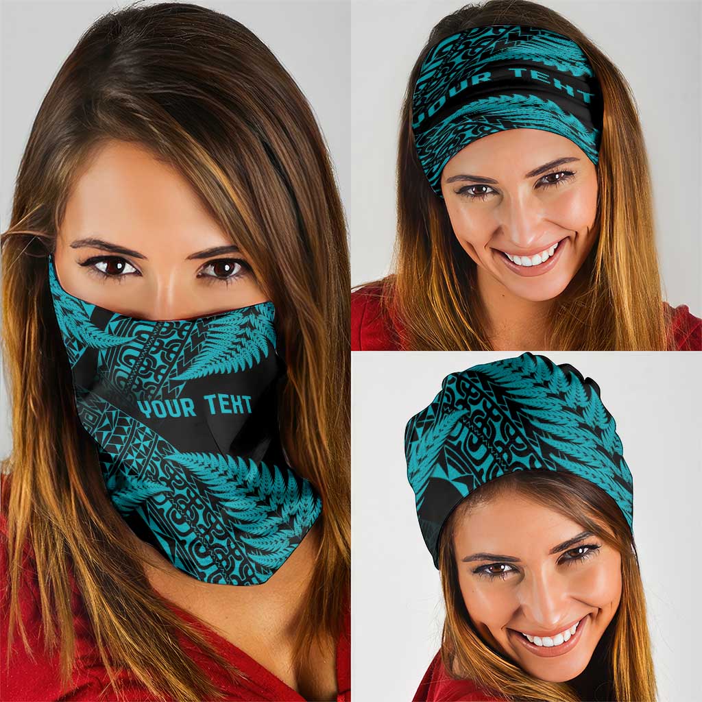 New Zealand Rugby Pacific Personalised Neck Gaiter All Turquoise Maori Pasifika Fern Pattern - Polynesian Pride