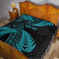 New Zealand Rugby Pacific Personalised Quilt All Turquoise Maori Pasifika Fern Pattern
