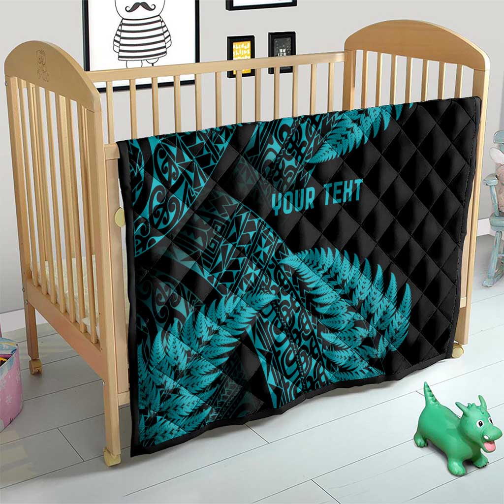New Zealand Rugby Pacific Personalised Quilt All Turquoise Maori Pasifika Fern Pattern