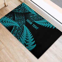 New Zealand Rugby Pacific Personalised Rubber Doormat All Turquoise Maori Pasifika Fern Pattern