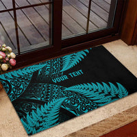 New Zealand Rugby Pacific Personalised Rubber Doormat All Turquoise Maori Pasifika Fern Pattern