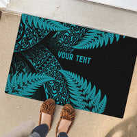 New Zealand Rugby Pacific Personalised Rubber Doormat All Turquoise Maori Pasifika Fern Pattern