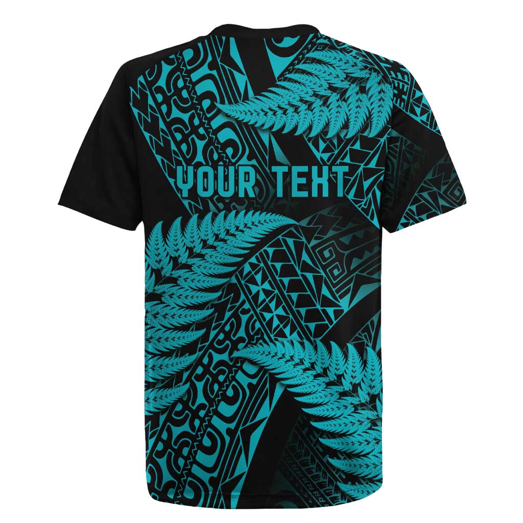 New Zealand Rugby Pacific Personalised Rugby Jersey All Turquoise Maori Pasifika Fern Pattern