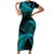 New Zealand Rugby Pacific Personalised Short Sleeve Bodycon Dress All Turquoise Maori Pasifika Fern Pattern
