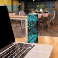 New Zealand Rugby Pacific Personalised Skinny Tumbler All Turquoise Maori Pasifika Fern Pattern