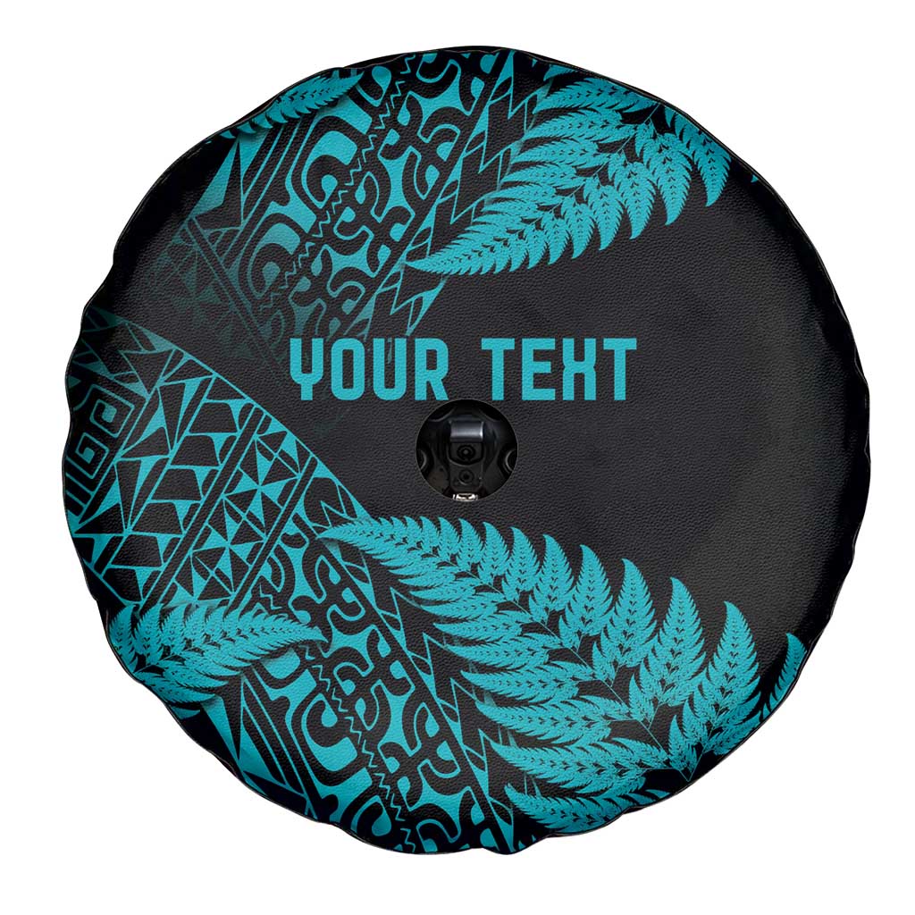 New Zealand Rugby Pacific Personalised Spare Tire Cover All Turquoise Maori Pasifika Fern Pattern