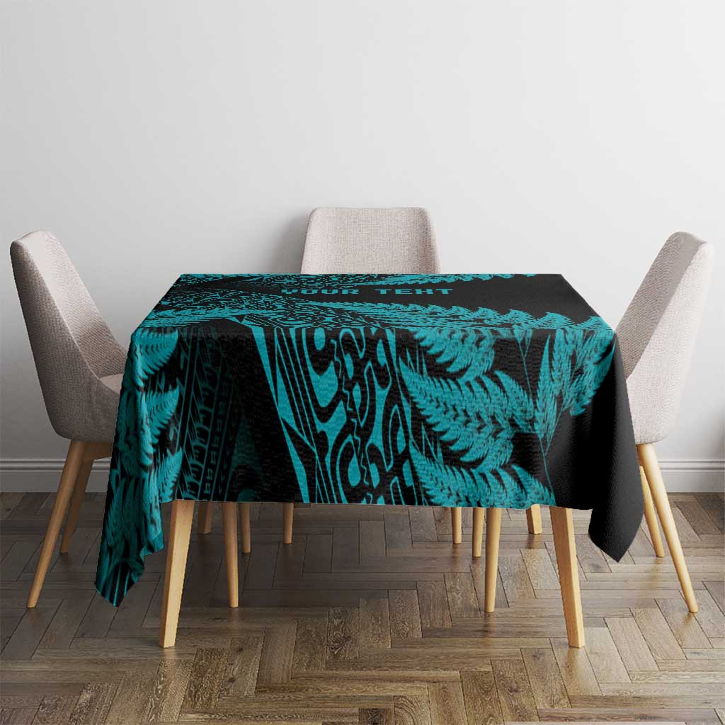 New Zealand Rugby Pacific Personalised Tablecloth All Turquoise Maori Pasifika Fern Pattern