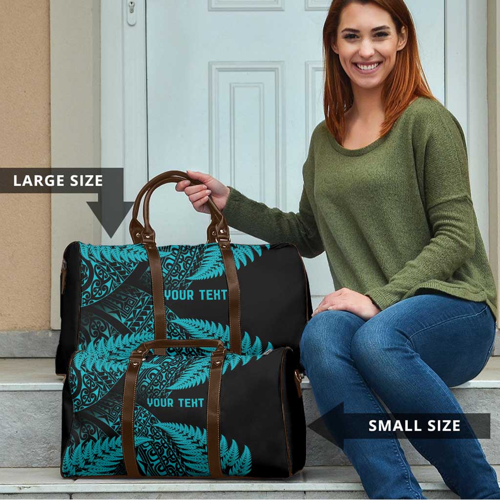 New Zealand Rugby Pacific Personalised Travel Bag All Turquoise Maori Pasifika Fern Pattern - Polynesian Pride