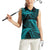 New Zealand Rugby Pacific Personalised Women Sleeveless Polo Shirt All Turquoise Maori Pasifika Fern Pattern