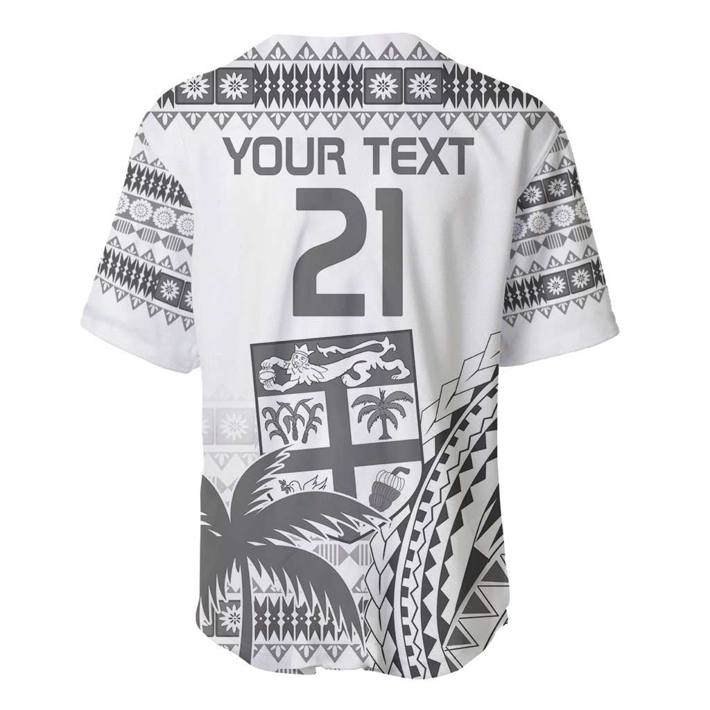 Custom Fiji Rugby Baseball Jersey Polynesian Fijian Masi Palm Tree LT9 - Polynesian Pride