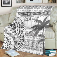 Custom Fiji Rugby Blanket Polynesian Fijian Masi Palm Tree