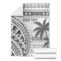 Custom Fiji Rugby Blanket Polynesian Fijian Masi Palm Tree