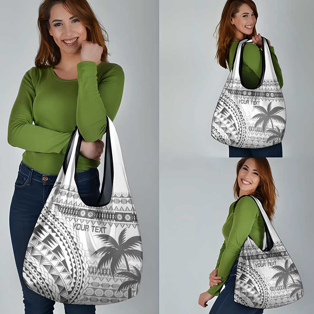 Custom Fiji Rugby Grocery Bag Polynesian Fijian Masi Palm Tree