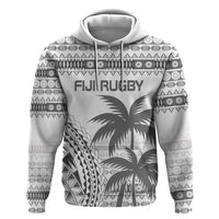 Custom Fiji Rugby Hoodie Polynesian Fijian Masi Palm Tree LT9 Pullover Hoodie White - Polynesian Pride