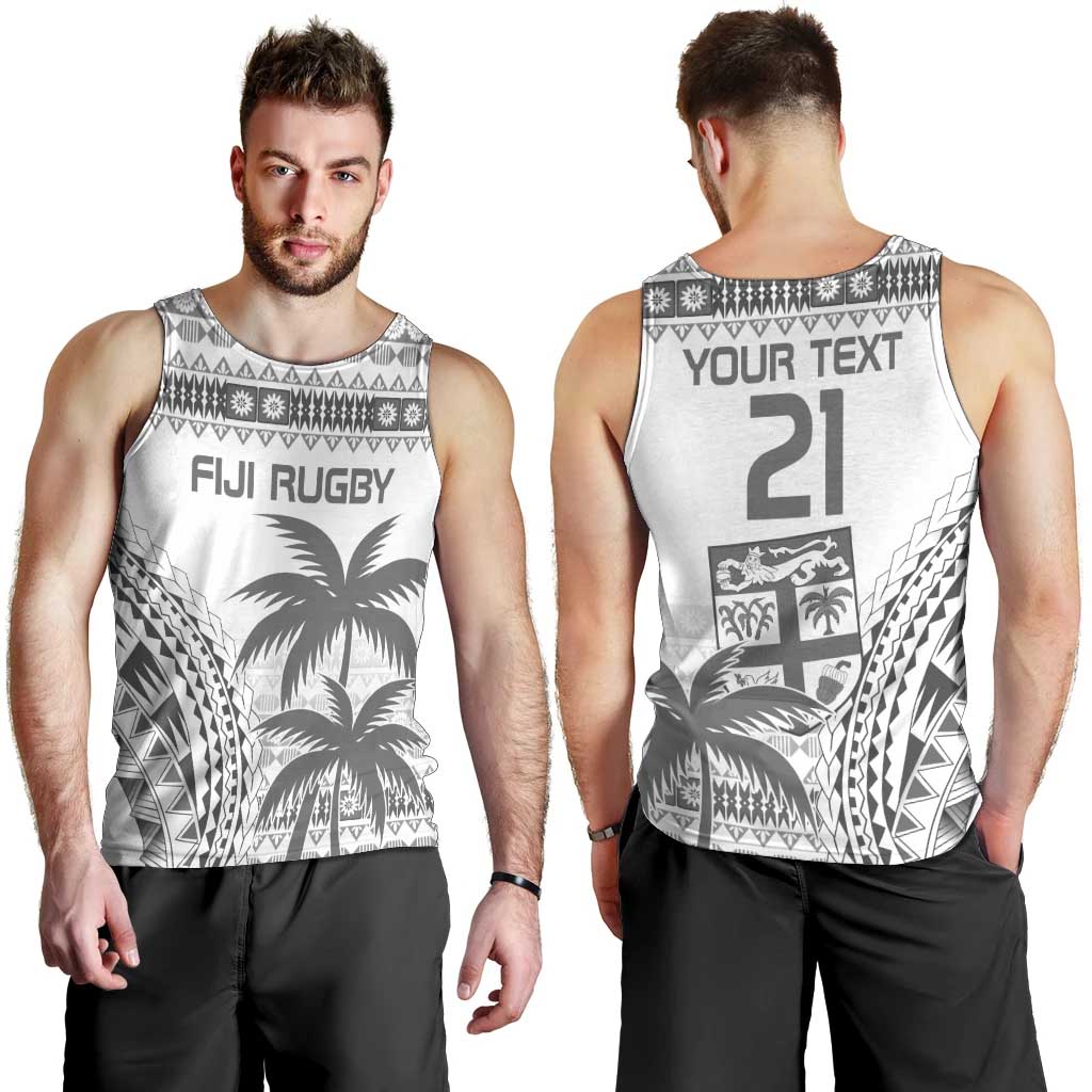 Custom Fiji Rugby Men Tank Top Polynesian Fijian Masi Palm Tree LT9 - Polynesian Pride