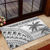 Custom Fiji Rugby Rubber Doormat Polynesian Fijian Masi Palm Tree
