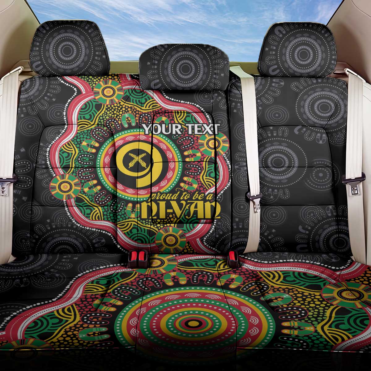 Vanuatu Personalised Back Car Seat Cover Aboriginal Dot Paitnting - Polynesian Pride