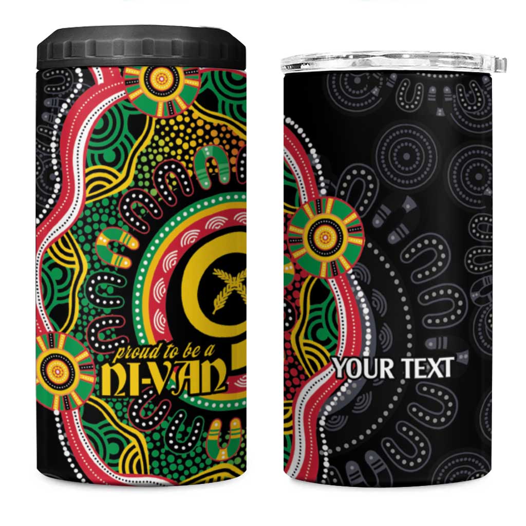 Vanuatu Personalised 4 in 1 Can Cooler Tumbler Aboriginal Dot Paitnting - Polynesian Pride