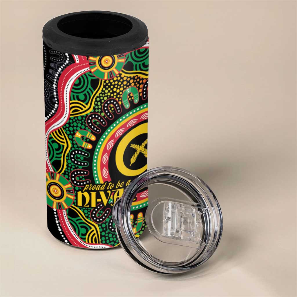 Vanuatu Personalised 4 in 1 Can Cooler Tumbler Aboriginal Dot Paitnting - Polynesian Pride