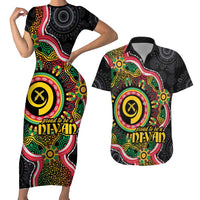 Vanuatu Personalised Couples Matching Short Sleeve Bodycon Dress and Hawaiian Shirt Aboriginal Dot Paitnting - Polynesian Pride