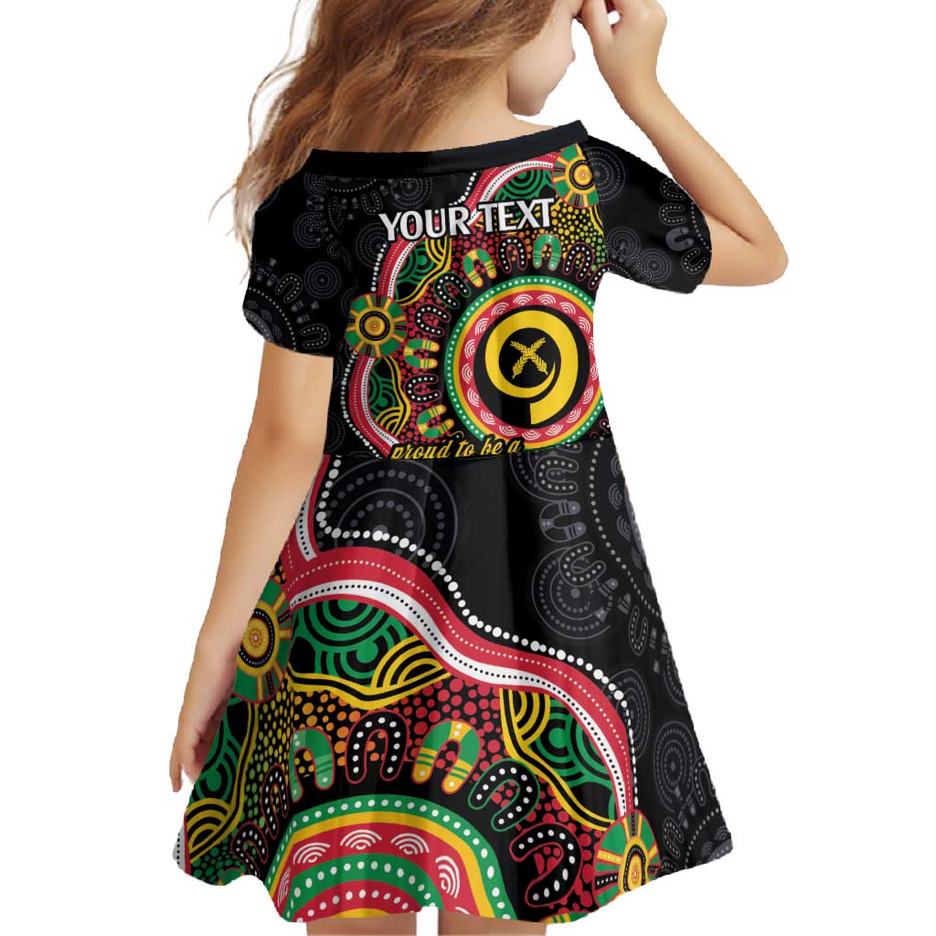 Vanuatu Personalised Family Matching Long Sleeve Bodycon Dress and Hawaiian Shirt Aboriginal Dot Paitnting - Polynesian Pride