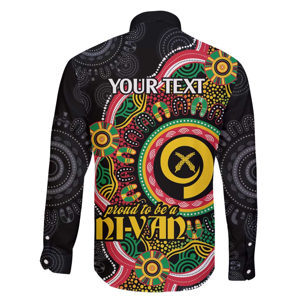 Vanuatu Personalised Family Matching Long Sleeve Bodycon Dress and Hawaiian Shirt Aboriginal Dot Paitnting - Polynesian Pride