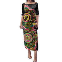 Vanuatu Personalised Family Matching Puletasi and Hawaiian Shirt Aboriginal Dot Paitnting - Polynesian Pride